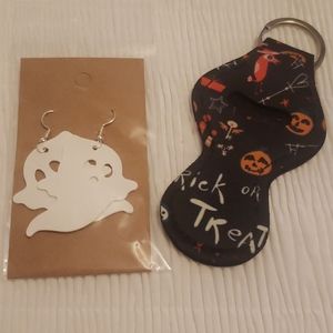 Ghost boutique earrings chapstick holder keychain